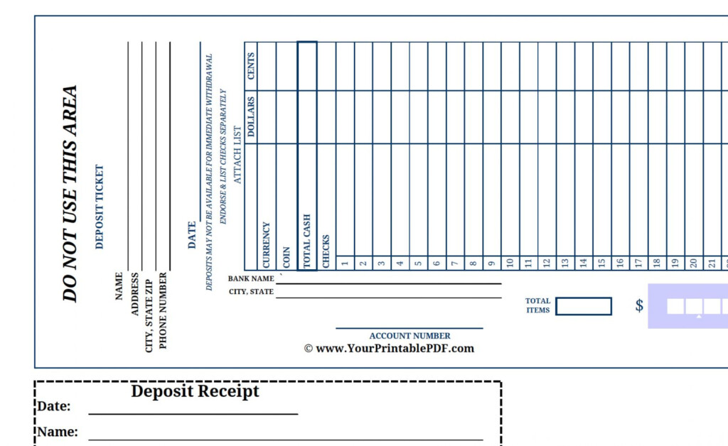 Explore Our Image Of Bank Deposit Slips Template For Free Bank 