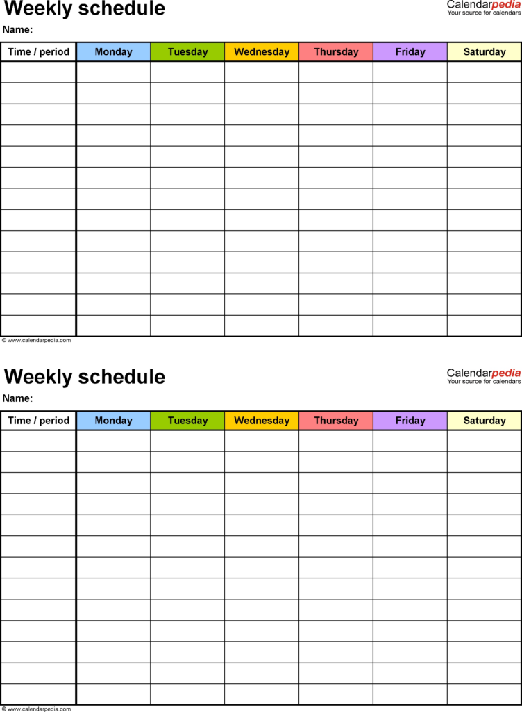 Extra Large Printable Blank Weekly Employee Schedule Calendar 