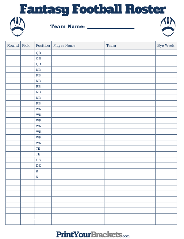 Fantasy Football Blank Draft Sheet FREE DOWNLOAD Aashe