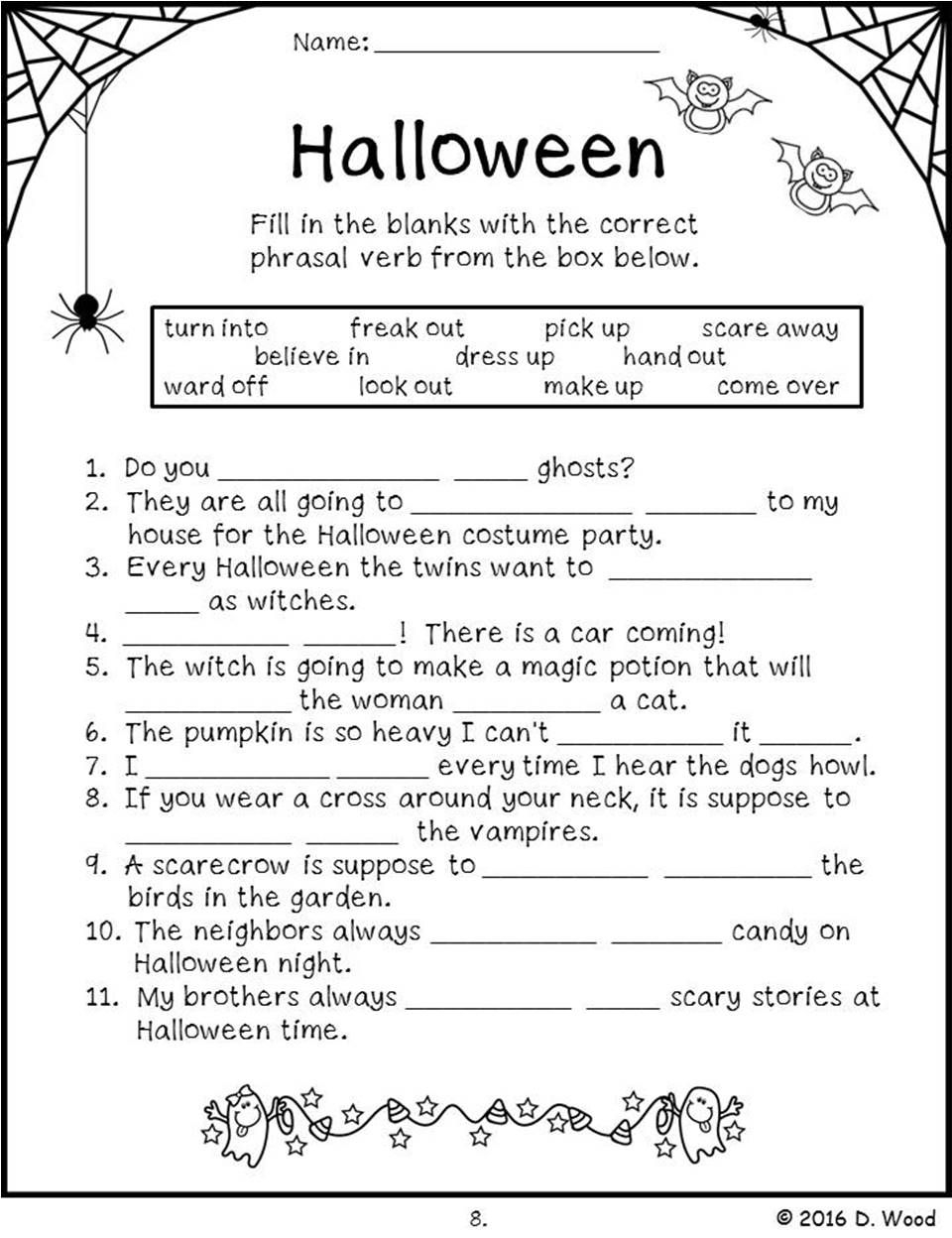 Fill In The Blanks Story Worksheets Pdf Halloween 