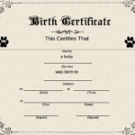 Fillable Printable Puppy Birth Certificate News Word