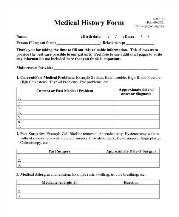 FREE 37 Blank Medical Forms In PDF MS Word Excel