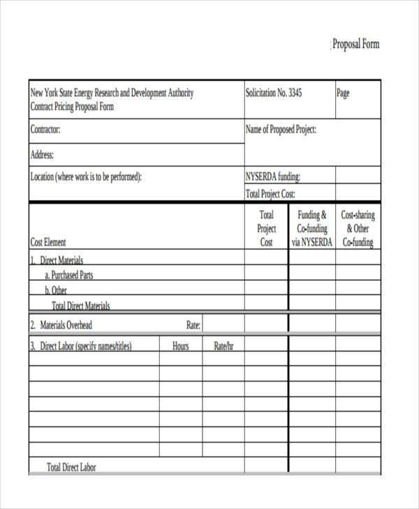 FREE 38 Sample Blank Proposal Forms In PDF Excel MS Word