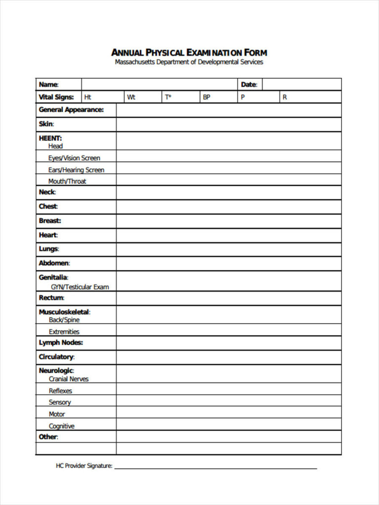 FREE 8 Sample Blank Physical Forms In PDF
