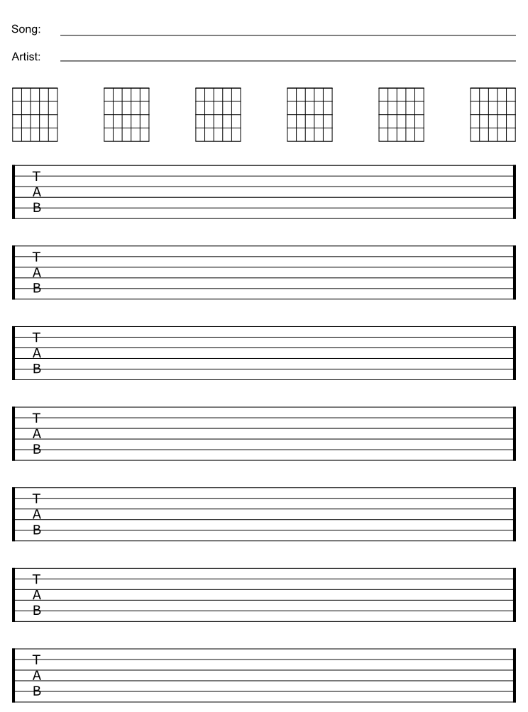 Free Blank Guitar Sheet Staff Tab Paper Guitar Sheet Music Guitar 