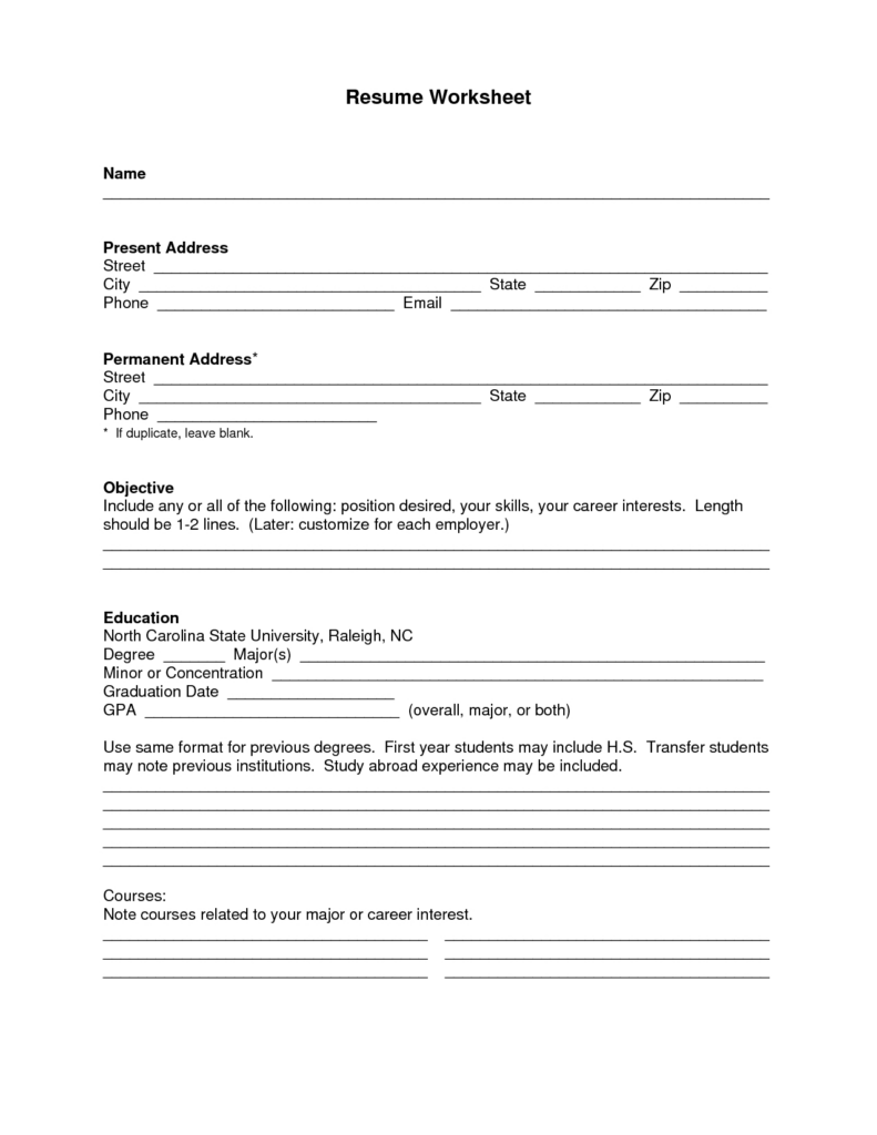 Free Blank Resume Forms Printable Free Printable A To Z