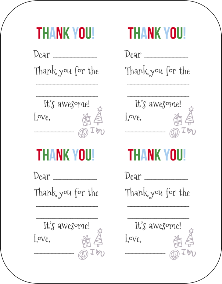 Free Fill in the Blank Thank You Cards Thank You Cards From Kids