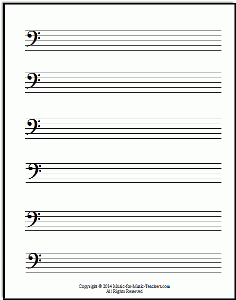 Free Music Staff Paper For Bass Clef Music Theory Worksheets Blank 