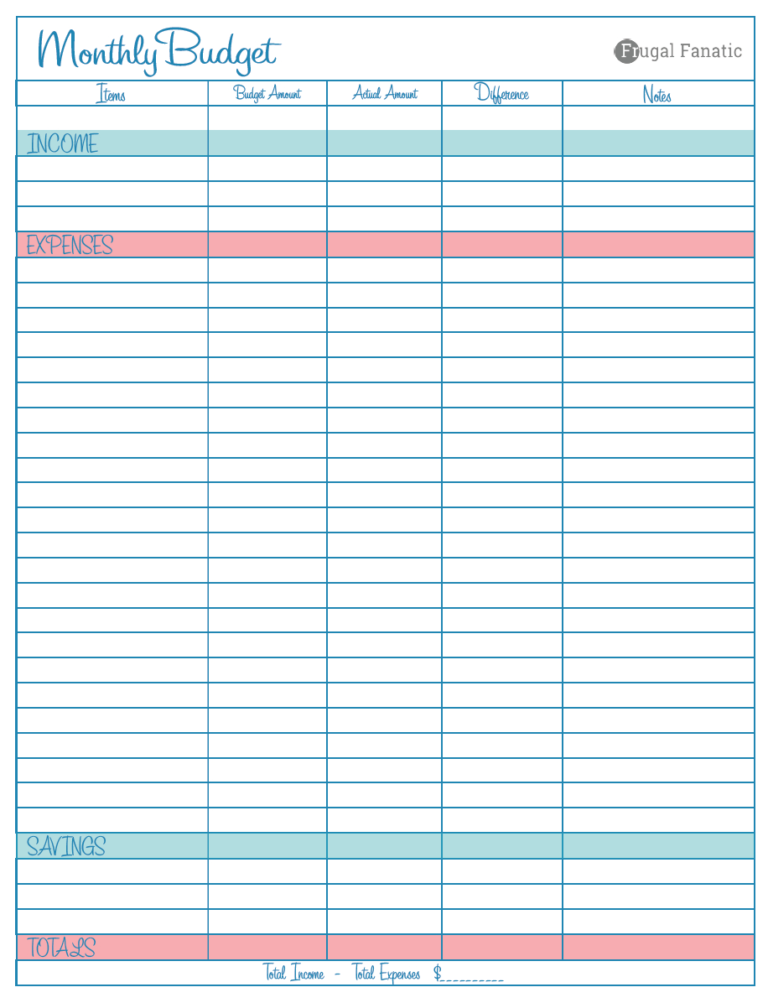 Free Personal Budget Spreadsheet In Blank Monthly Budget Worksheet