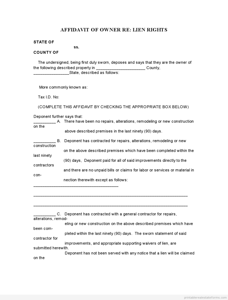 Free Printable Blank Affidavit Statement Form SAMPLE 