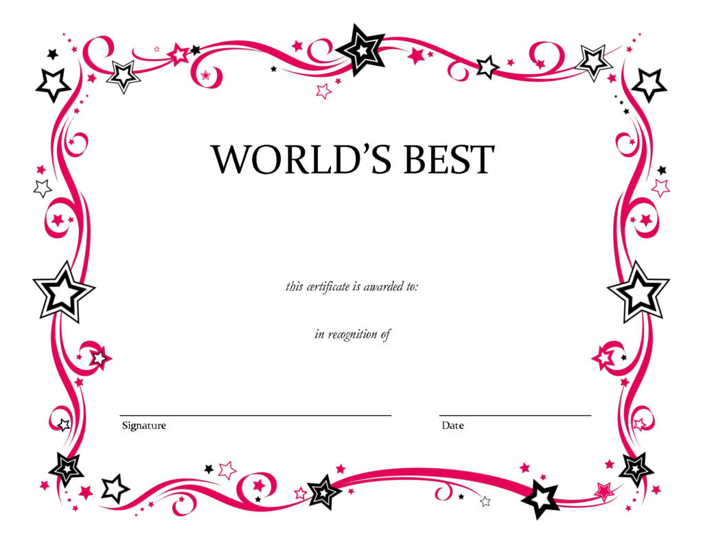 Free Printable Blank Award Certificate Templates Impian Wedding 