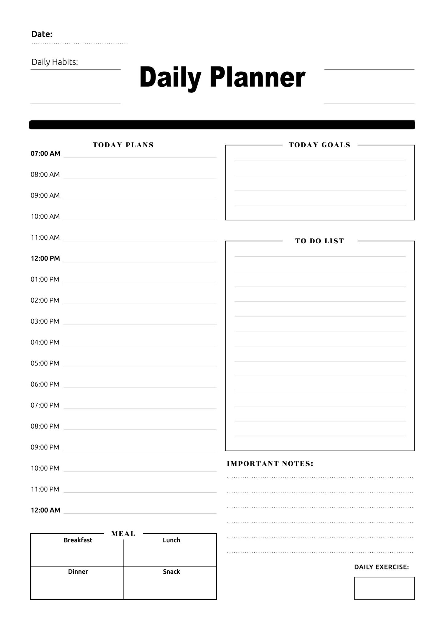 Free Printable Blank Daily Planner Template In PDF Printable The Calendar