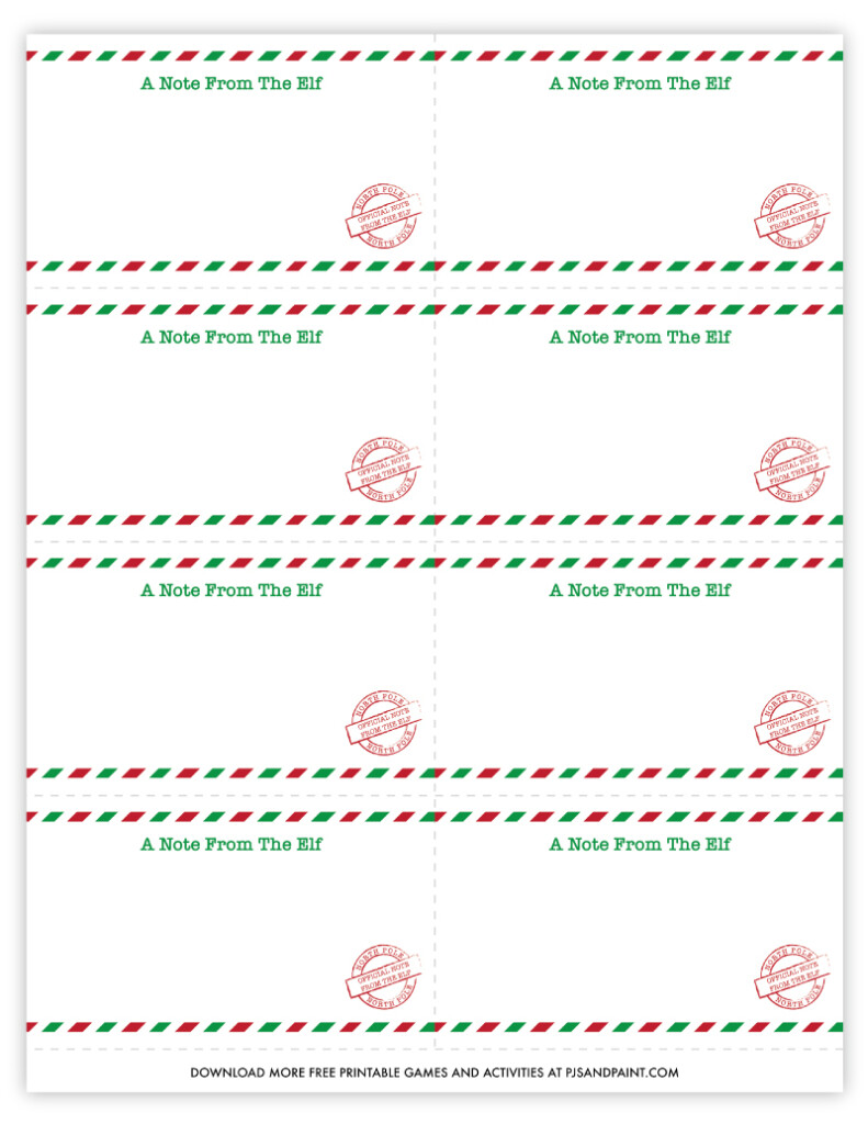 Free Printable Blank Elf On The Shelf Note Cards Pjs And Paint