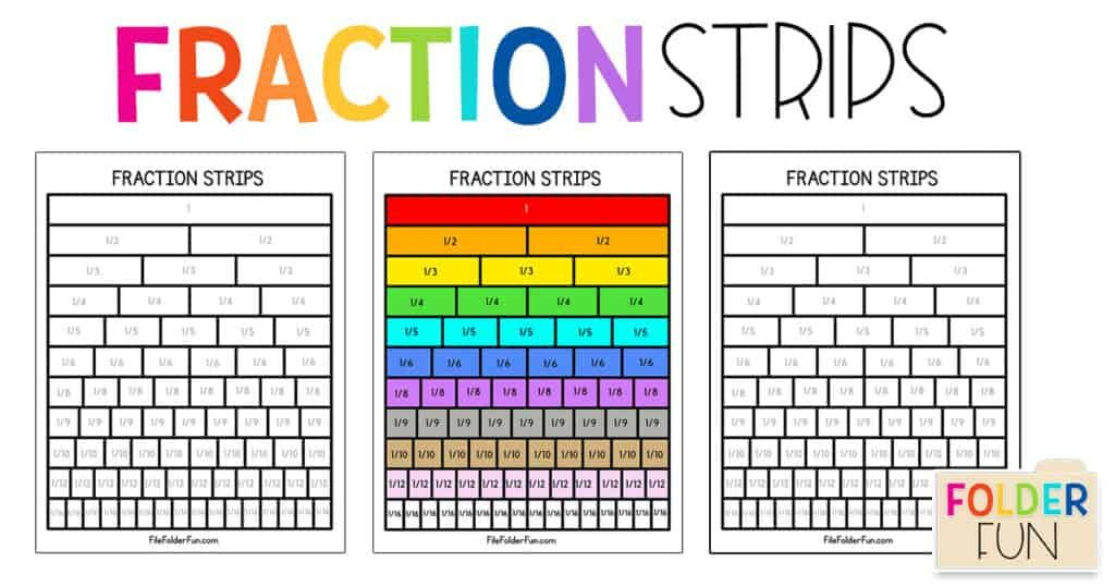 Free Printable Fraction Strips Or Fraction Bars For Your Math Learning 