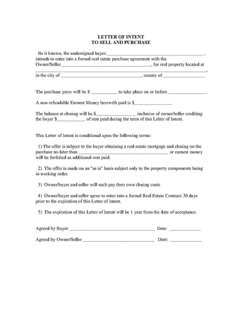 Free Printable Real Estate Purchase Agreement Free Printable