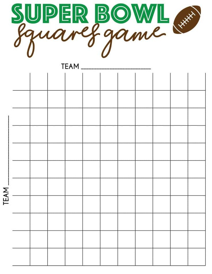Free Printable Super Bowl Squares Game Board Perfect For Any Some 