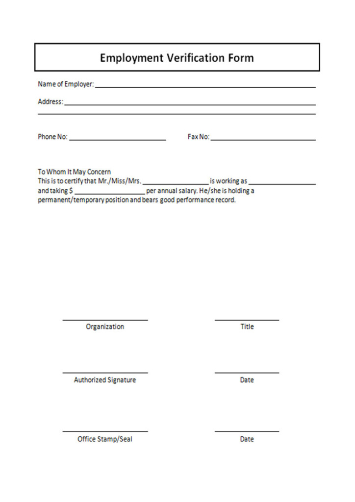 Free Printable Verification Of Employment Form Shop Fresh