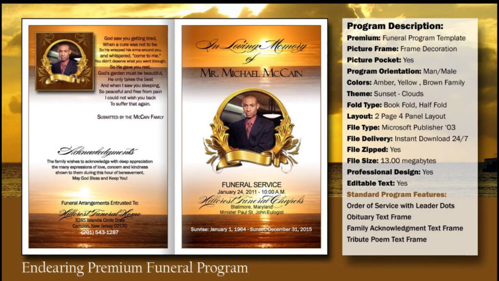 Funeral Program Endearing Template Funeralprinter YouTube