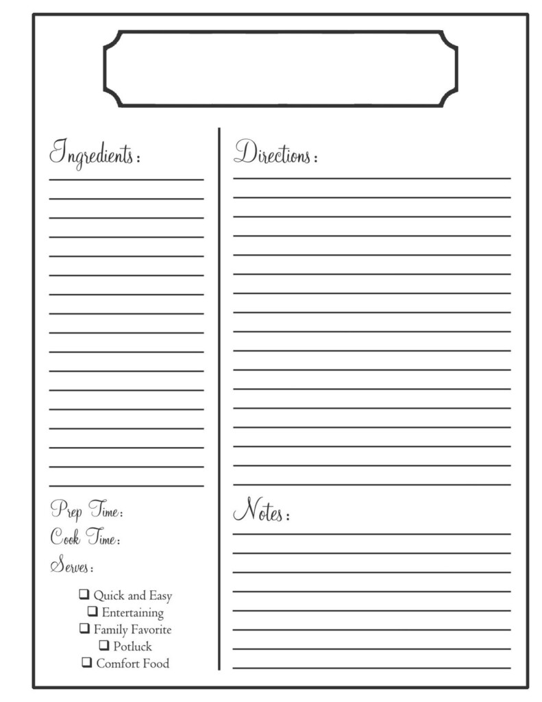 Home Recipe Book Templates Family Recipe Book Printable Recipe Cards