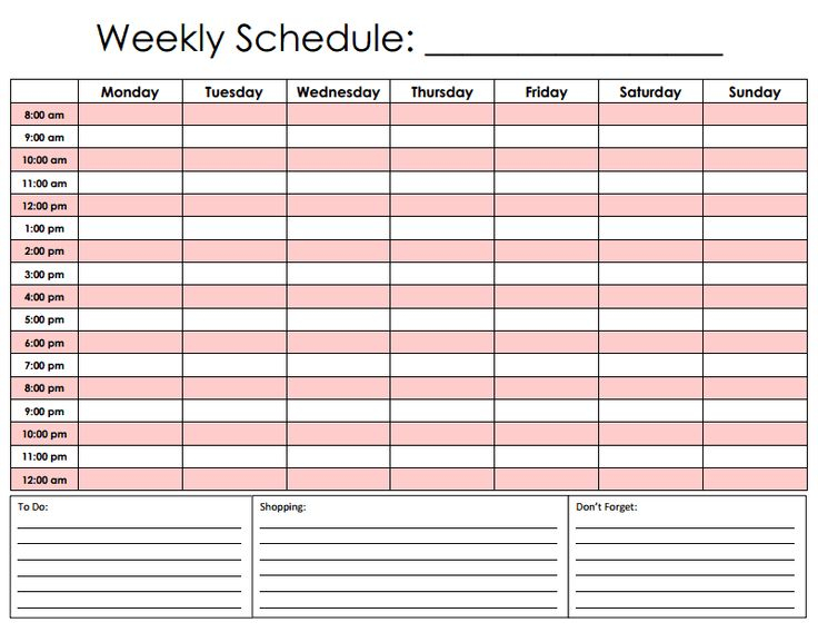 Hourly Schedule pdf Daily Schedule Template Weekly Schedule Weekly 