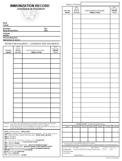 Immunization Record Templates And Samples