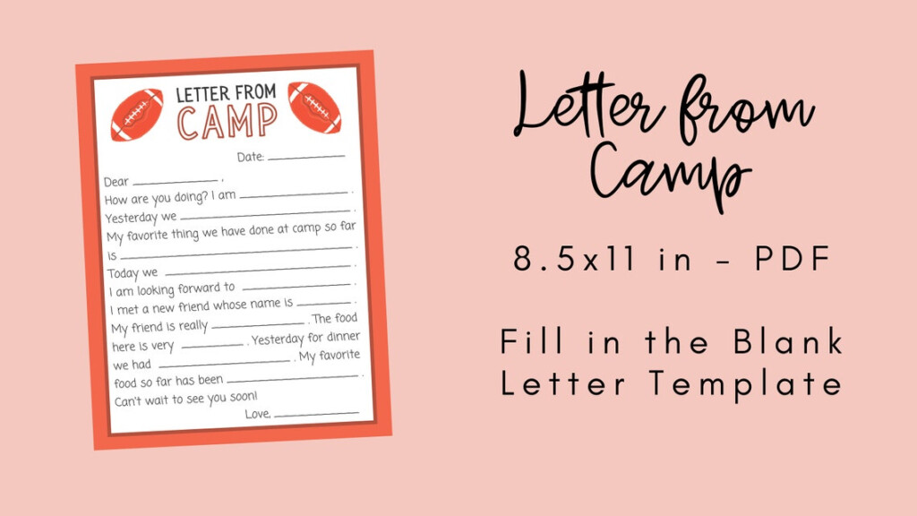 Letter From Camp Football Camp Letters Fill In Blank Summer Etsy