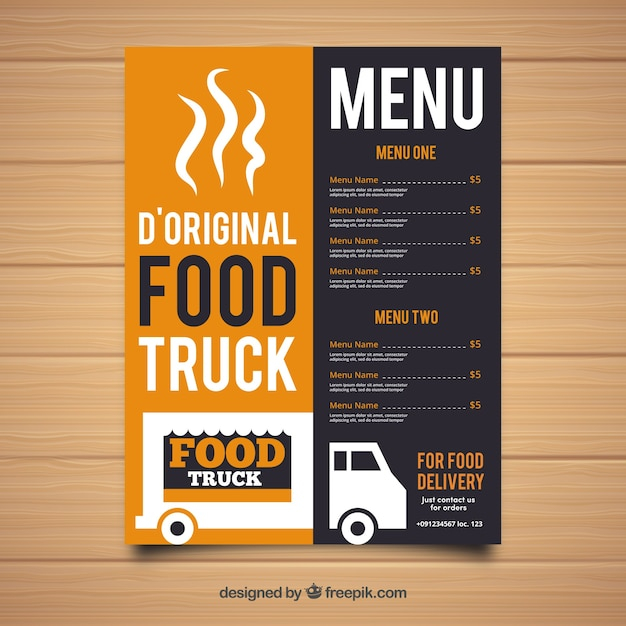 Original Food Truck Menu Template Vector Free Download