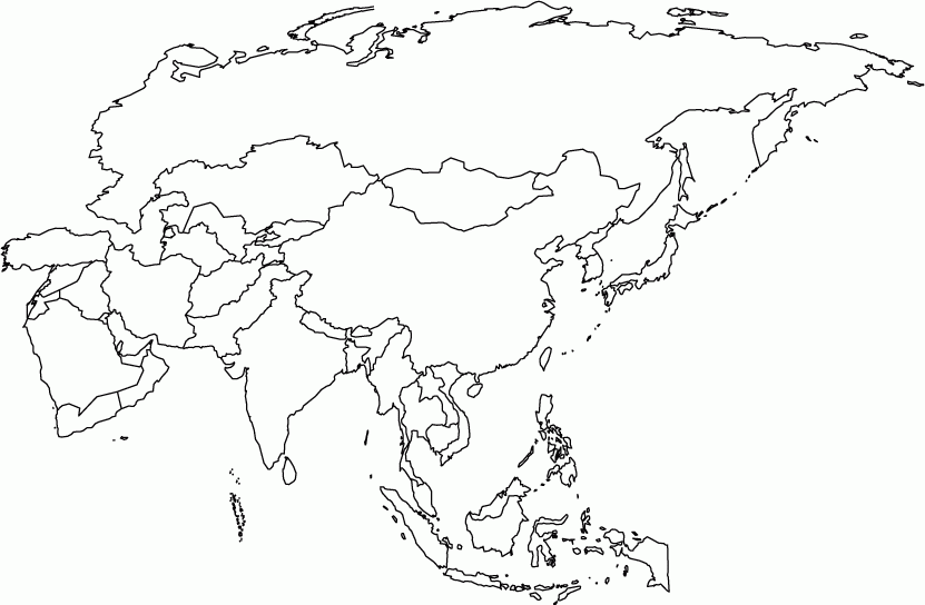 Outline Map Of Asia Border Map Of Asia Asia Map For Coloring Book 