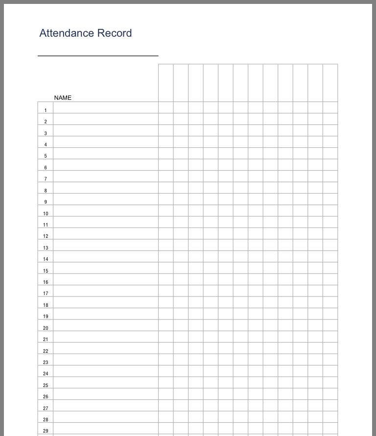 Pin By Krysti B On Sports Attendance Chart Attendance Sheet Template 