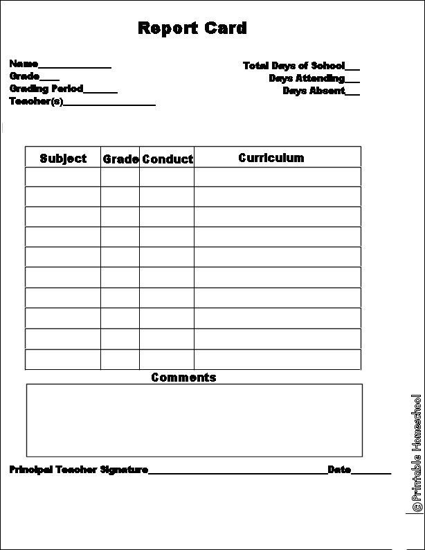 Pin By Valerie Atkison On Homeschool Report Card Template School 