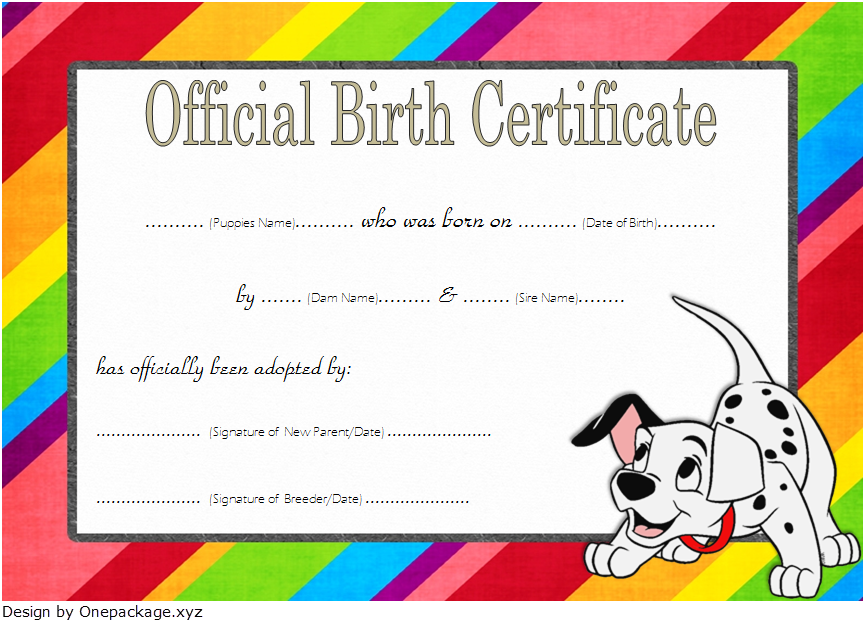 Pin On Puppy Birth Certificate FREE Printable