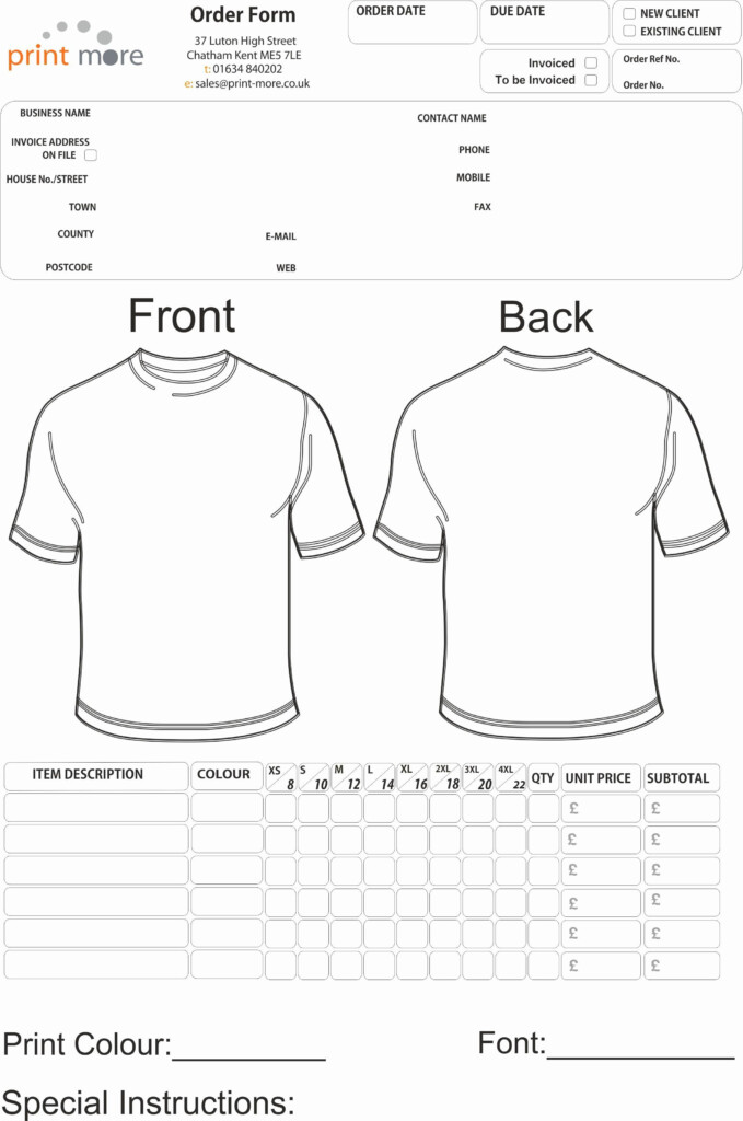 Pre Order Form Template Lovely T Shirt Order Form Template In 2020 