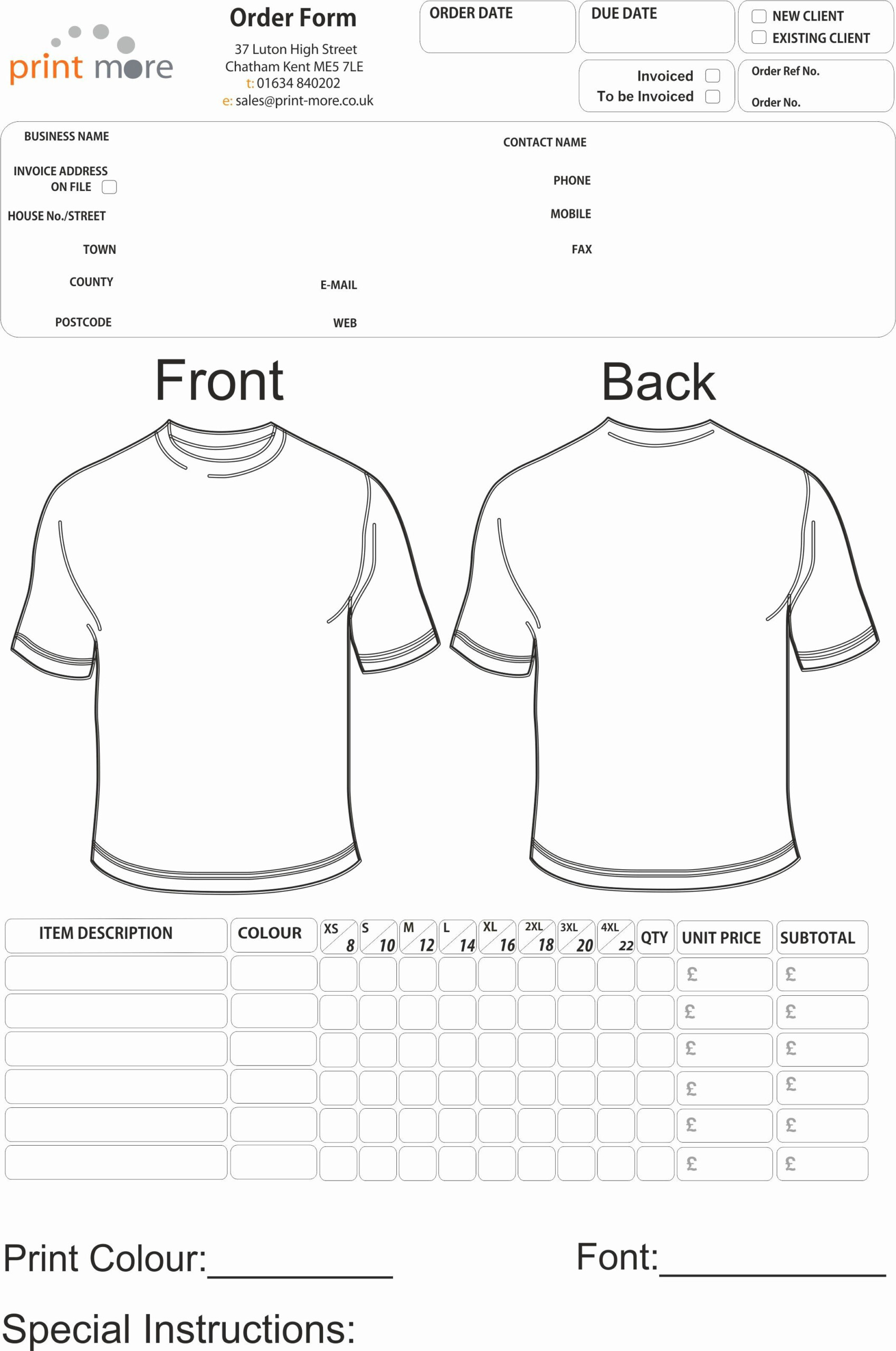 Pre Order Form Template Lovely T Shirt Order Form Template In 2020
