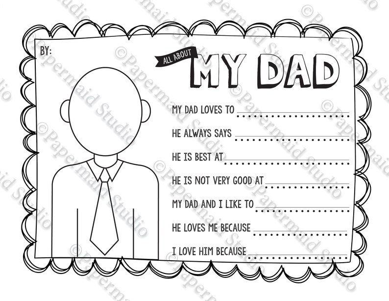 PRINTABLE All About My Dad Father s Day Card Fathers Day Etsy