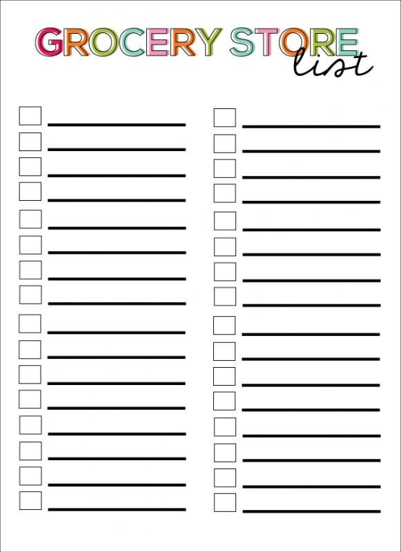 Printable Blank Grocery List Grocery Store List Grocery List 