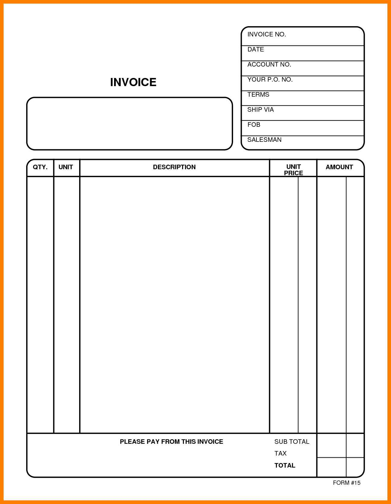Printable Blank Invoice Template Pdf Shop Fresh