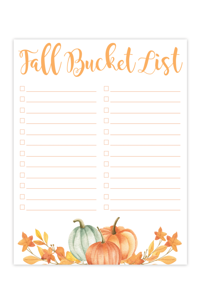Printable Fall Bucket List Chicfetti
