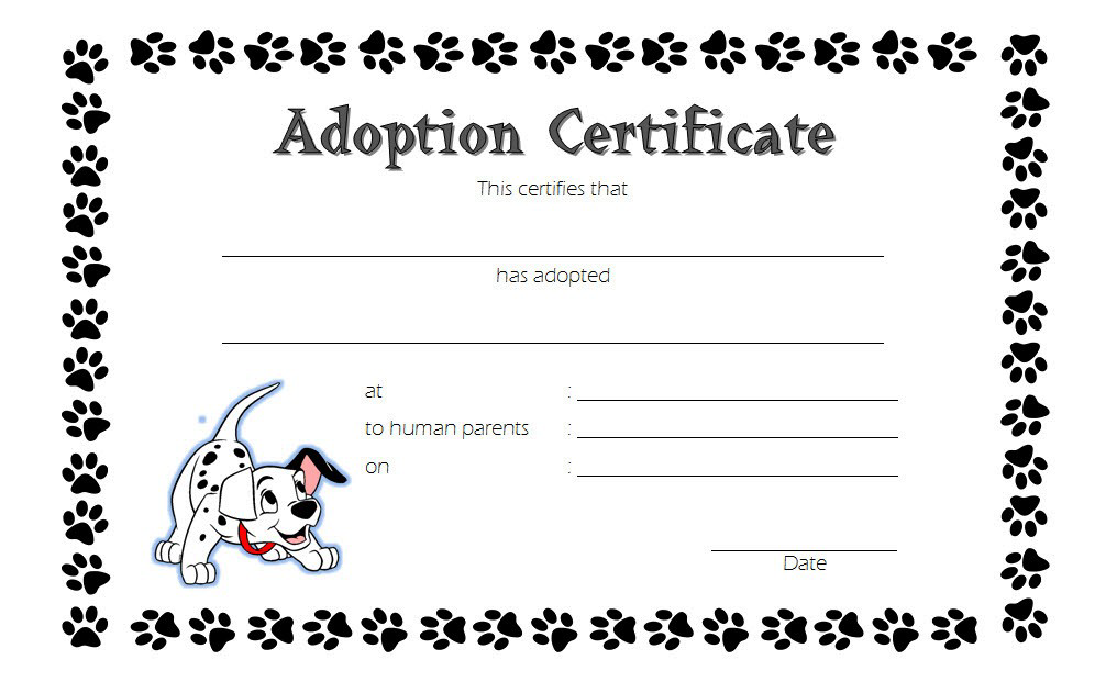 Puppy Dog Adoption Certificate Template FREE 2 Adoption Certificate 