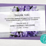 Purple Funeral Thank You Notes Funeral Template Printable Etsy