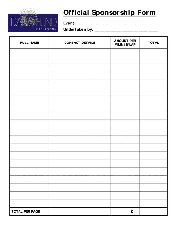 Sponsor Form Templates Fill Online Printable Fillable Pertaining To