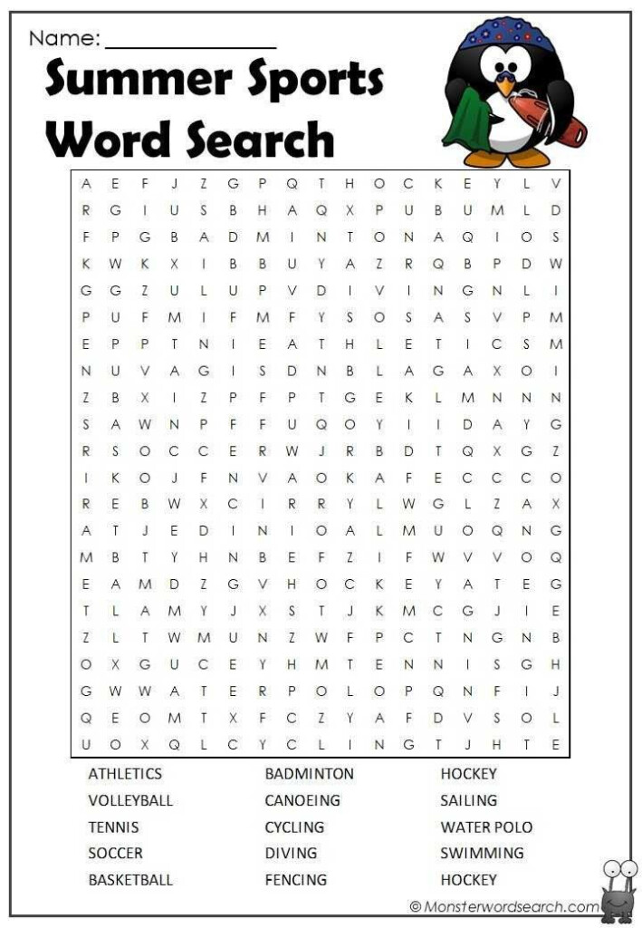 Superhero Word Search Printable Summer Sports Word Search In 2020 