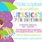 Swimming Pool 5x7 Invitation Girl Birthday Party PRINTABLE