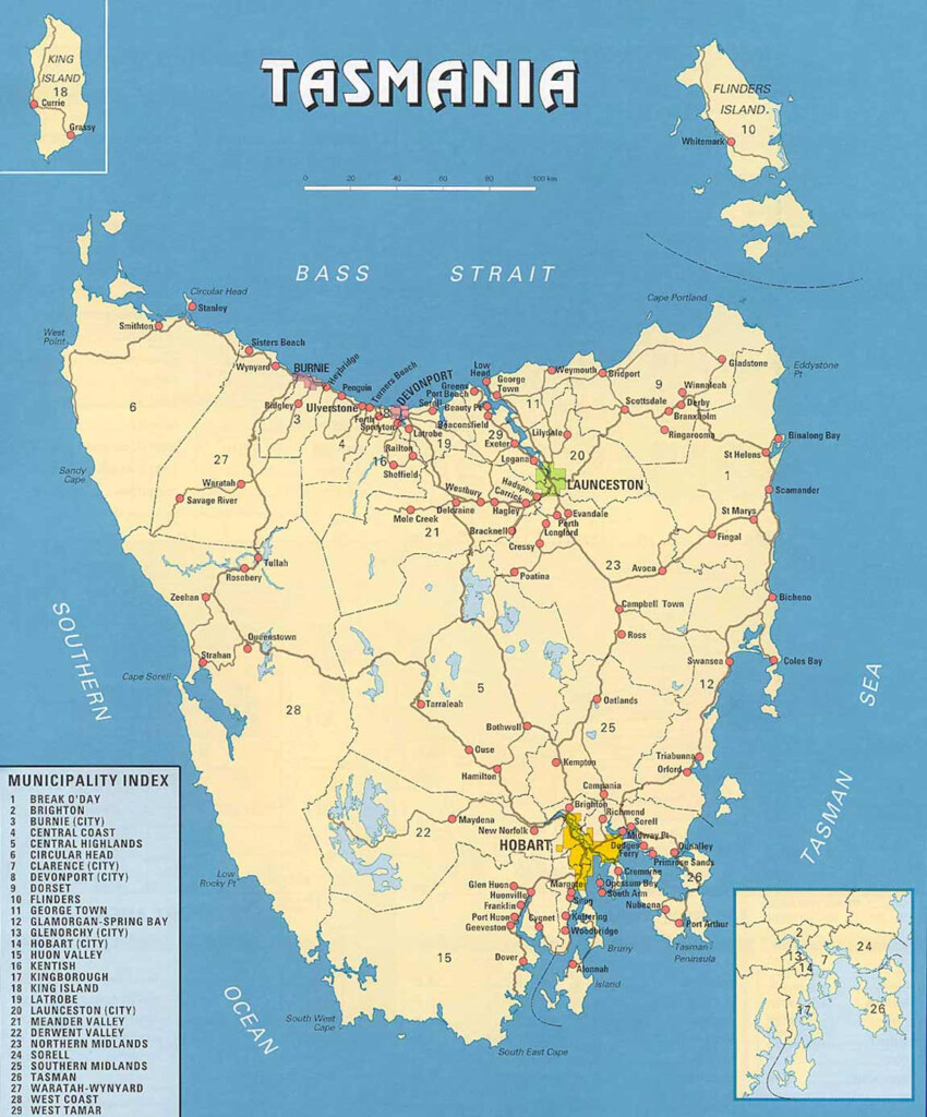 Tasmania Map Mapsof Net