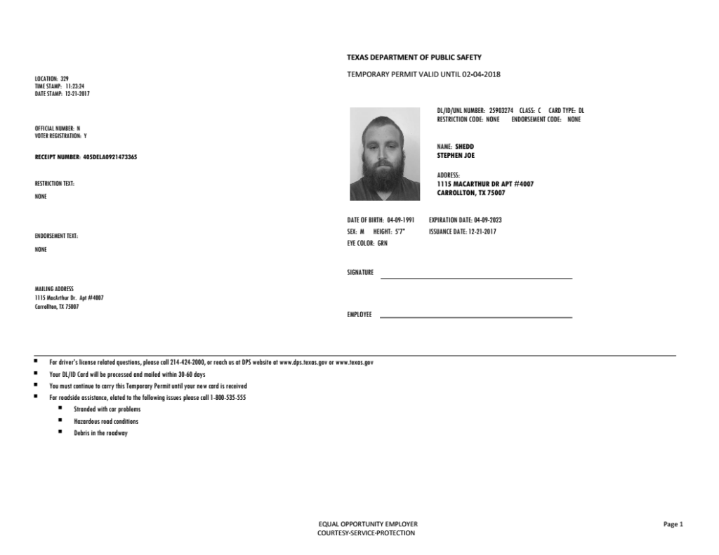 Texas Driver s Permit Temporary Documents Store Drivers Permit Id 