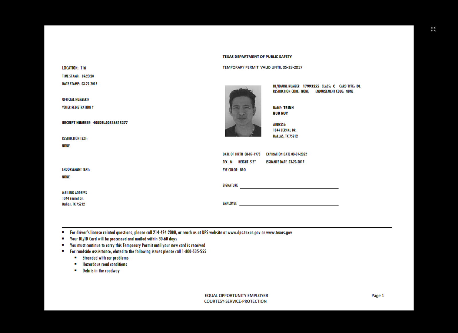 Texas Temp Driver s Permit Template Drivers Permit Id Card Template