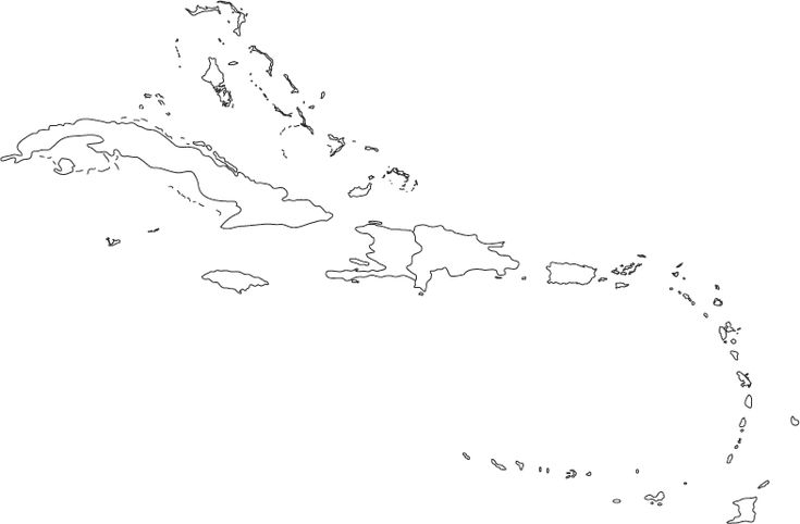 The Caribbean Blank Map Caribbean Islands Map Black And White Outline