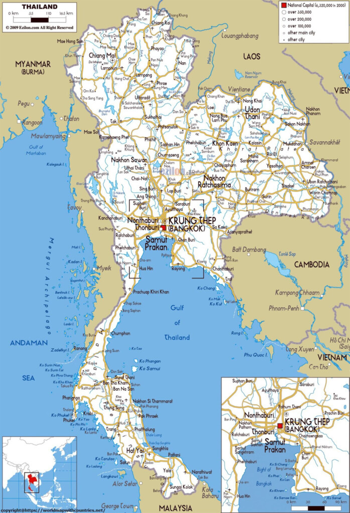 This Free Printable Labeled And Blank Map Of Thailand PDF