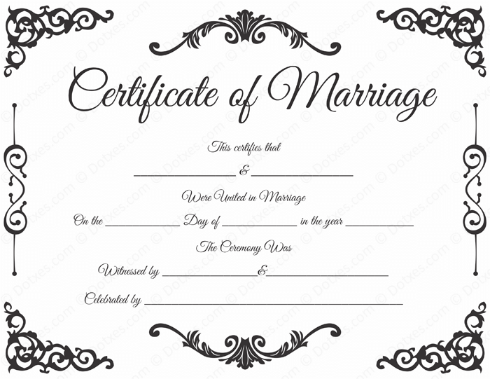 Traditional Corner Marriage Certificate Template Dotxes Certificado 