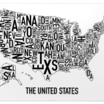 United States Map 24 X 18 Classic Black White Poster