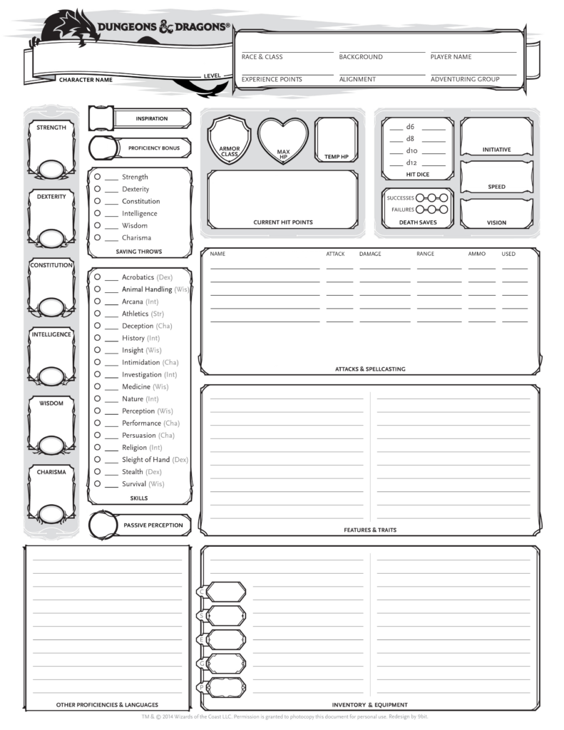 Vertical Page 1 Character Sheet Dnd Character Sheet Character Sheet 